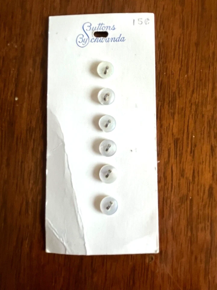 6 Tiny White Antique Pearl Buttons  - Image 1 of 1