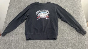 Brandy Melville J Galt M Dark Navy Crewneck Sweatshirt Emboridered Niagara Falls - Picture 1 of 7