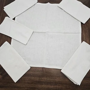 Vintage White Linen Napkins Set Of 6 - Picture 1 of 10