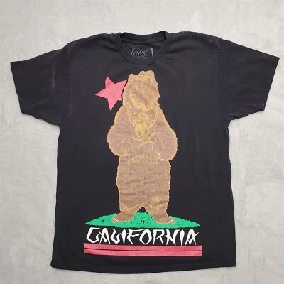 Camisa Fatal California Para Hombres Grande Negra Desteñida Cuello Redondo Informal Manga Corta TEE Foto 1 de 4