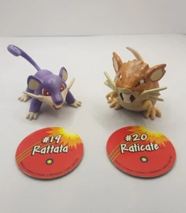 RATTATA & RATICATE Pokemon VINTAGE Tomy Nintendo Figure CGTSJ 1999 With Coins - Picture 1 of 2