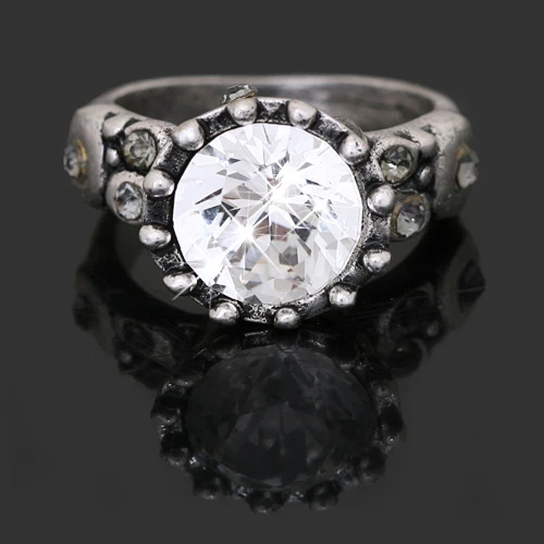 Size 5 to 9 Vintage Style Silver Plated Crystal Women Wedding Party Ring SC3 — 第 1/1 张图片
