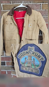 Vintage Carhartt Barn Chore Mantel Jacke Gr. Jugend 10 braun Coon Hunt mit Plots USA - Bild 1 von 10