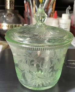 Cherry Berry Green Lg Covd Sugar & Creamer - Picture 1 of 11