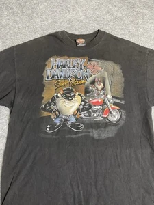 Vintage Harley Davidson T-Shirt schwarz mit Grafik Taz Gr. XL 2000 - Bild 1 von 8