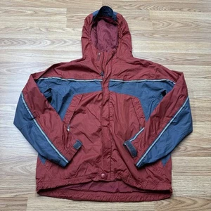 REI Elements E1 Jacket Juniors Large Red Gray Hooded Windbreaker Outdoors Coat - Picture 1 of 8