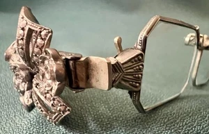 EXQUISITE ANTIQUE FOLD UP LORGNETTE OPERA GLASSES W/ MARCASITE DECORATED HANDLE - Picture 1 of 13