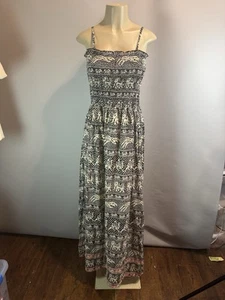 Tolani schwarz elfenbein Maxi Sommerkleid 100% Seide Boho Elefanten & Kamele Print Gr. M - Bild 1 von 18