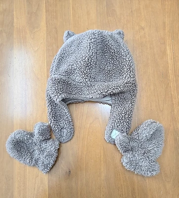 Carter's Baby Boy or Girl Plush Bear Beanie Hat & Mittens Set 12-24mo Taupe - Image 1 of 4