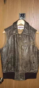 Giubbotto Bomber Vintage The Sharper Image Distressed Uomo Taglia Media Foderato in Lana... - Foto 1 di 7