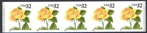Yellow Rose Self-Adhesive 32 Cent 5 Coil Stamps PNC5 MNH Scott 3054 Plate #5556 - Picture 1 of 2