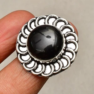 Anello gioiello in argento sterling 925 con pietra preziosa onice nera misura... - Foto 1 di 8