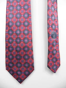 CRAVATTA ERMENEGILDO ZEGNA UOMO 100% SETA ROSSO VIOLA FLOREALE PAISLEY LUSSO MADE IN ITALY - Foto 1 di 8