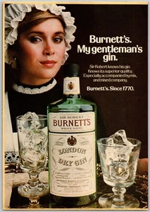 PRINT AD 1980 Sir Robert Burnetts White Satin Gentleman's London Dry Gin 5x7.75 - Picture 1 of 1