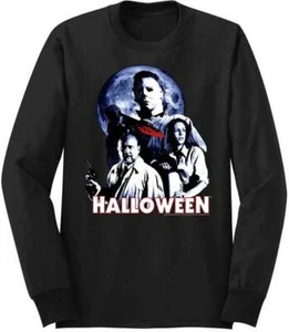 Halloween Movie Knife Group Shot In Moon Light Men's Long Sleeve T Shirt     - Picture 1 of 5