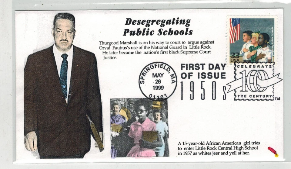 HANDPAINTED / TINTED CELEBRATE CENTURY 1950s DESEGREGATION THURGOOD MARSHALL - Image 1 of 1