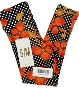 NEW Lularoe Leggings Girls S/M (sz 2-8) Floral Polka Dots Soft Stretch - Picture 1 of 9