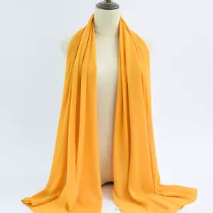 Fashion Pearl Chiffon Hijab Shawls of Muslim Women Solid Color Head Wraps Scarf - Picture 1 of 12