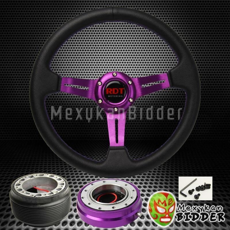 PURPLE 2.5" DEEP DISH STEERING WHEEL & QUICK RELEASE FOR HONDA DEL SOL 1993-1997 - Image 1 of 1