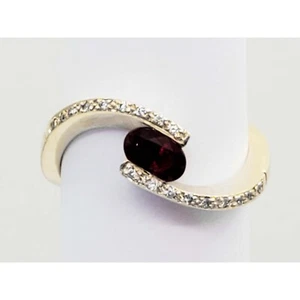 0.61 ctw Ruby & Diamond Accent Bypass Style Curved Band Ring 14k Gold Size 7.5 - Picture 1 of 10
