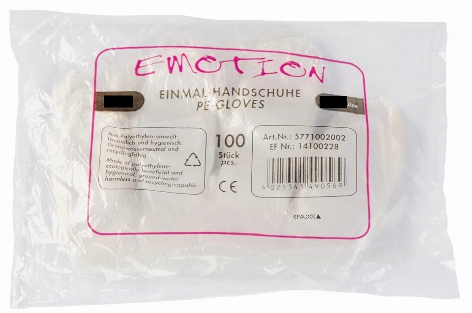 Efalock Einmal Handschuhe Herren 100 Stück PE Einweghandschuhe gehämmert