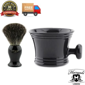Herren Rasierset schwarz - 2-teiliges Set - Pure Badger weiche Haarbürste und Seifenbecher - Bild 1 von 3