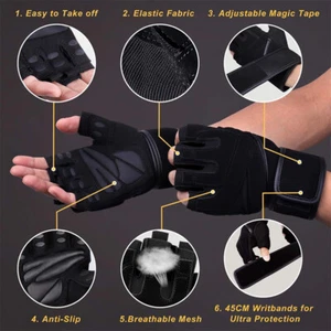Weight lifting Gym Glove Workout for Men Wrist Support Lifting Exercise Gloves - Picture 1 of 12