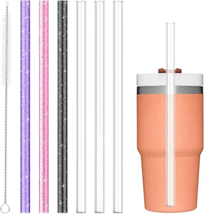 6PCS Color Replacement Straws fo 20Oz 14Oz Tumbler, Reusable Glitter Glitter G - Picture 1 of 12
