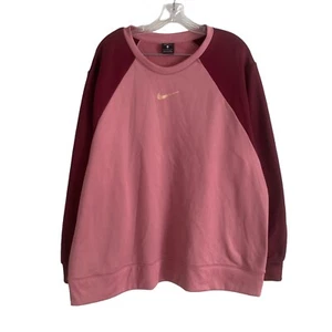 Nike DRI-FIT Women's Sweatshirt Plus 3X Pink Raglan Sleeve Fleece Lined Sweater - Picture 1 of 9