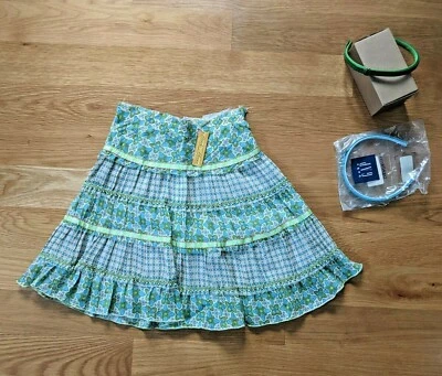 Saia nova com etiquetas Little Mass tamanho 4 azul verde marfim bronzeado DULCE VITA faixa de cabelo lacuna  - Imagem 1 de 4