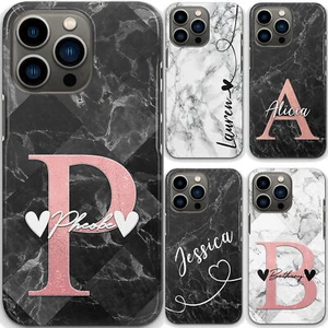 PERSONALISED INITIALS PHONE CASE MARBLE HARD COVER FOR HUAWEI MATE 20 PRO 10 - Picture 1 of 18