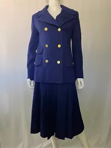 Aquascutum Women's Set 2 Pieces Purple Blazer + Skirt Flare Size P - Picture 1 of 13