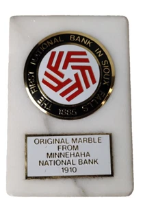 1910 Original Marble From Minnehaha National Bank Sioux Falls SD 1885 First Natl - Picture 1 of 5