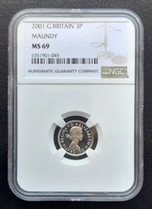 2001 Great Britain MAUNDY 3p Three Pence. Elizabeth II: NGC MS69 - Picture 1 of 4