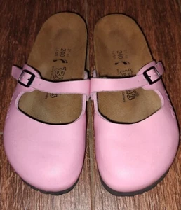 Birkenstock Maria Clogs Slip On Pink Leather Closed Toe Womens Size EU 37 L6 M4 - Picture 1 of 11