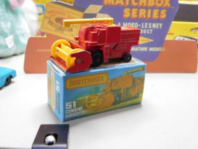 Vintage Matchbox No.51 Combine harvester Red 1977 Diecast With Repro Box - Image 1 of 4