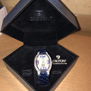 Stunning womens croton Diamond And Sapphire Crocodile watch - Picture 1 of 10