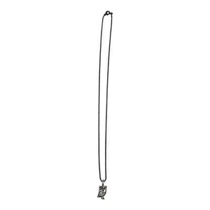 Brand New Lucky Feather Sterling Silver Plated Owl Charm Necklace Jeweled Eyes - Picture 1 of 8