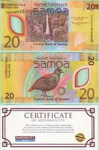 SAMOA  - 20 Talas 2023 Polymer BANKNOTE UNCIRCULATED COA MONEY CURRENCY - Picture 1 of 1