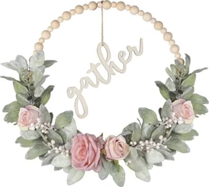 Busybee wooden bead floral door wreath, wedding, summer