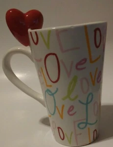 Target Tall Latte Mug Valentine's Day 2010 Love Red Heart on Rim Coffee Cup - Picture 1 of 8