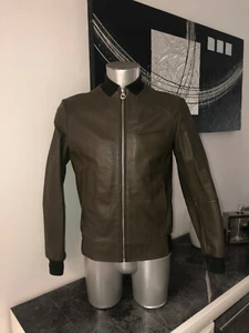 Bonito Cazadora de Piel Forrado Verde Oscuro Carven Talla M Todo Nuevo - Imagen 1 de 7
