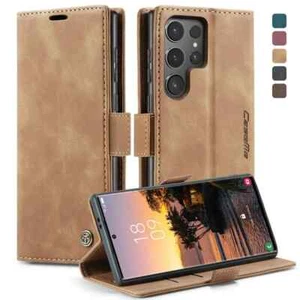 For Samsung Galaxy S25 Ultra Leather Case with Holder Phone Protective Cover - Picture 1 of 19