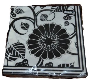 BLACK & WHITE Paper Napkins 20 Vintage 3-PLY Danica Luncheon FLORAL Germany - Picture 1 of 5