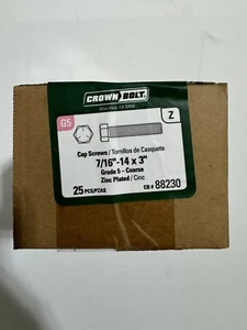 Kronenbolzen Zylinderschrauben 7/16" -14 x 3" Grade 5 - grob verzinkt (25er Pack) - Bild 1 von 7