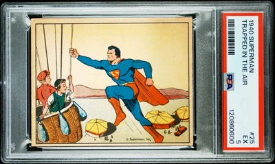 1940 SUPERMAN CARD #25 TRAPPED IN THE AIR PSA 5 EX PHILADELPHIA GUM INC. RARE - Image 1 of 2