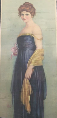 c1921 WILLIAMS GIRL Color Lithograph Print FAIRBANKS MORSE CALENDAR TOP antique - Image 1 of 4