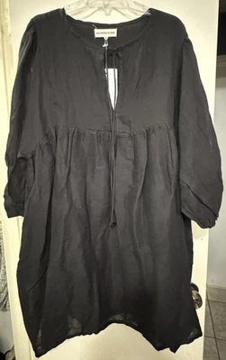 Daughters of India Kyra Midi Tunic Dress Size 2XL Solid Black New Halloween - image 1 of 4