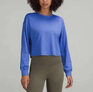 Lululemon Women's M Blue Abrasion Resistant Training Long Sleeve Shirt Oversized - Picture 1 of 7