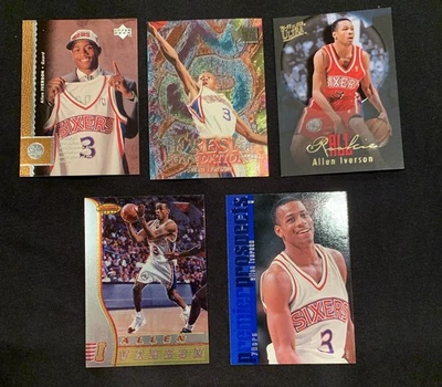 ¡Lote de 5 cartas de novato Allen Iverson! Bowman’s Best Fleer Metal SP - HOF 76ers ¡Como nuevo! Foto 1 de 4